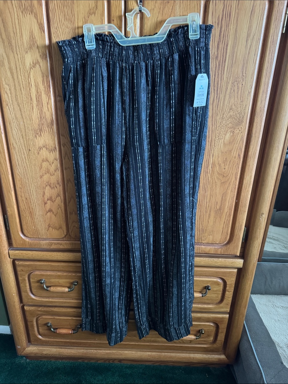 Time and Tru Black and White Striped Wide-Leg Pants